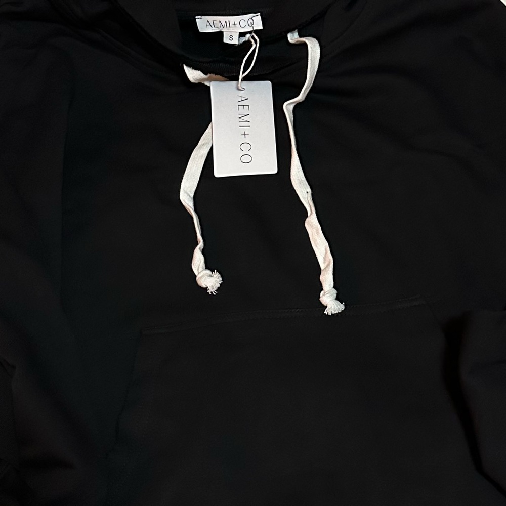 Aemi+Co S Distressed Black Hoodie - Picture 3 of 4